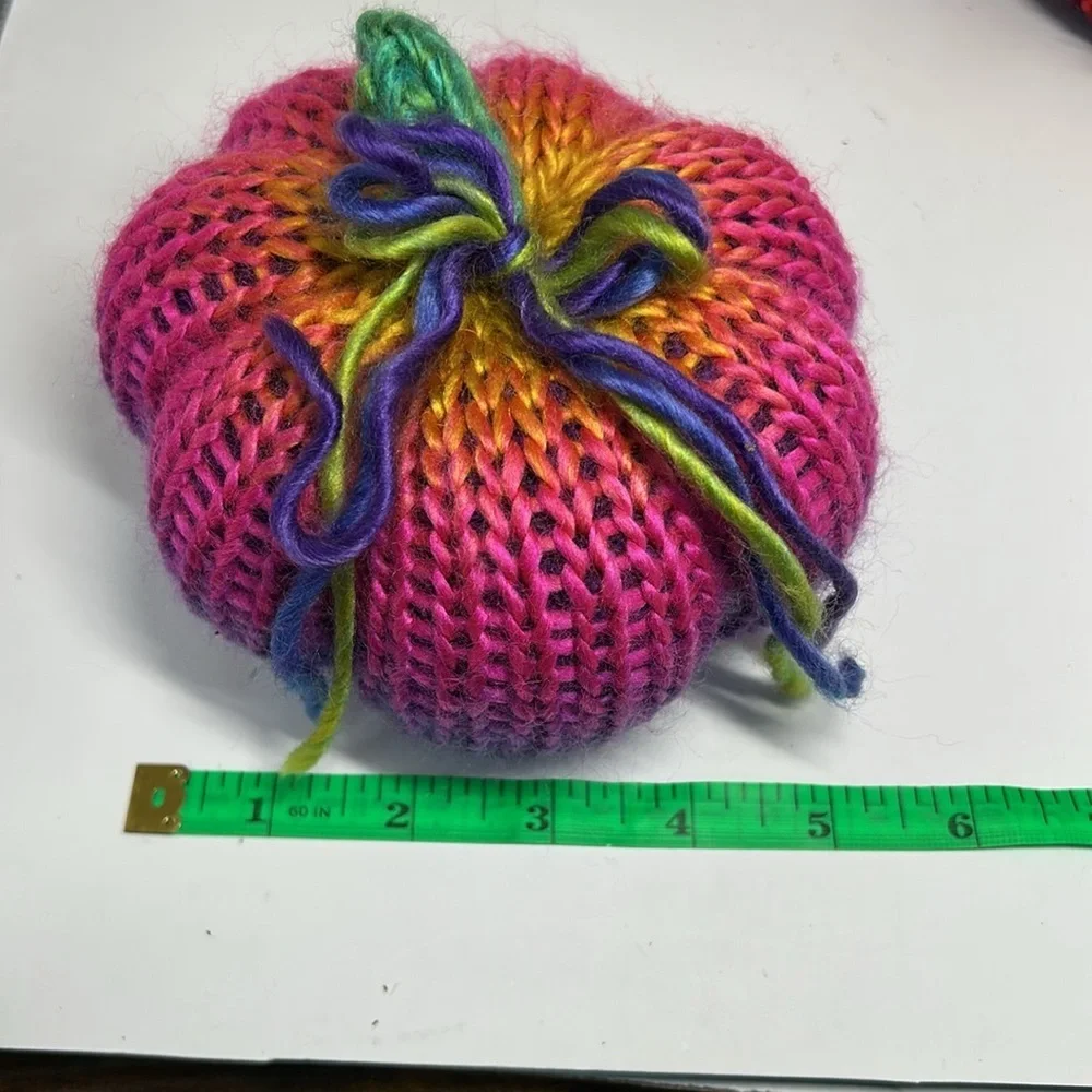 Colorful Knit Pumpkin Decor Set